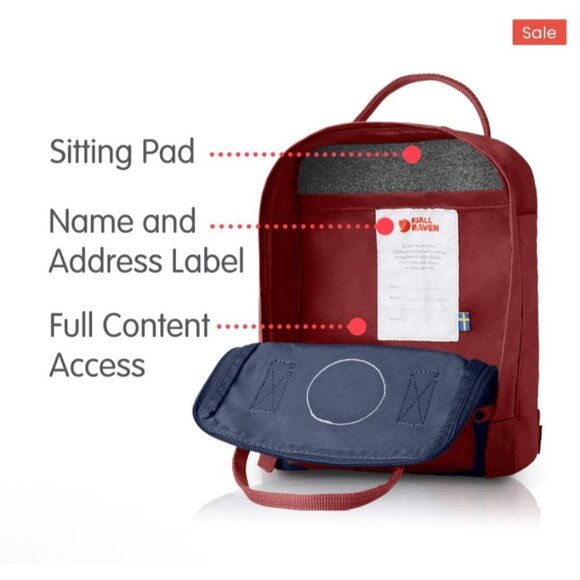 Fjallraven Kanken Mini Tote Style 23561 NWT Royal Blue Ox Red Backpack - Picture 5 of 11